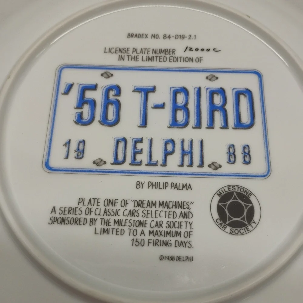 Delphi Palma Dream Machines 1 2 Limited Edition T Bird Corvette Collector Plates